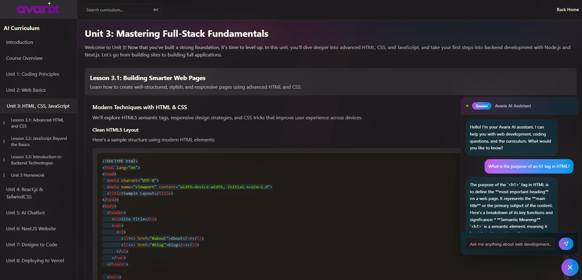 Avarix Curriculum Mockup - Click to view curriculum